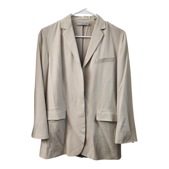 VINCE Blazer 2 Tan Office Classic Business Career Preppy Work Quiet Luxury - Picture 1 of 9